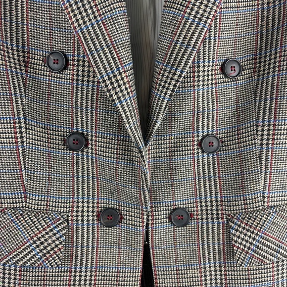 Veronica Beard Beacon Double Breasted Dickey Blazer Jacket Check Size 8 - Picture 4 of 7